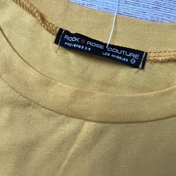 Rock Rose Couture Tacos and Cervezas T-Shirt Medium‎ Yellow Graphic Tee NWT - Picture 6 of 8